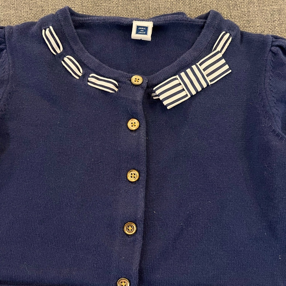 Janie and Jack navy sailor cardigan. Toddler size 4